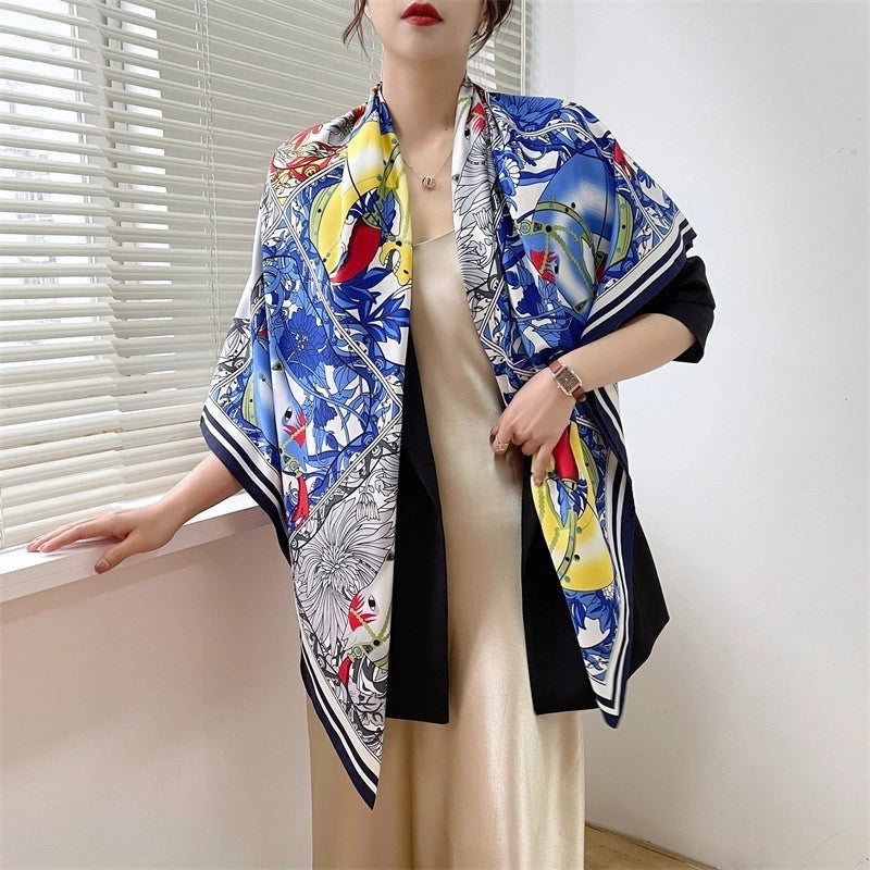 Women's Elegant Minimalist Plant Polyester Silk Scarf