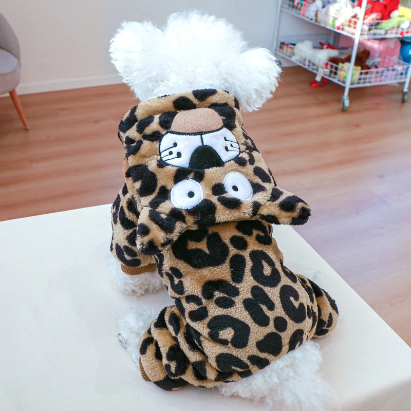 2 Pieces Pet Clothes Autumn And Winter Fleece-Lined Warm Dog Cat Clothing Decoration Flower Four-Legged Dinosaur Transformation Suit Collection