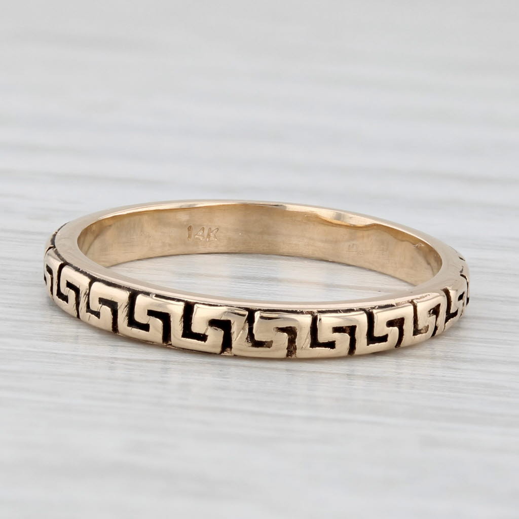 Greek Key Pattern Ring 14k Yellow Gold Size 6.5 Stackable Band
