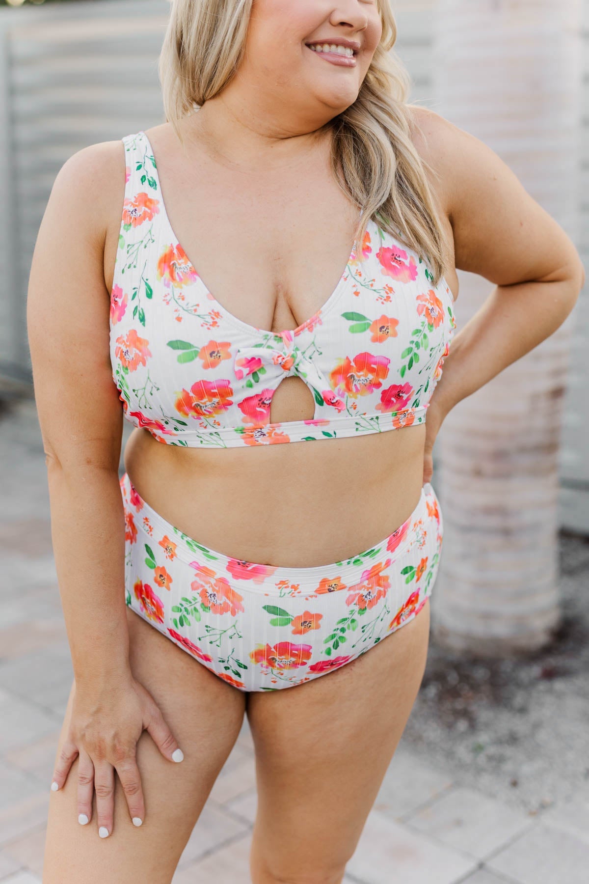 Making Waves High-Rise Swim Bottoms- Orange Floral