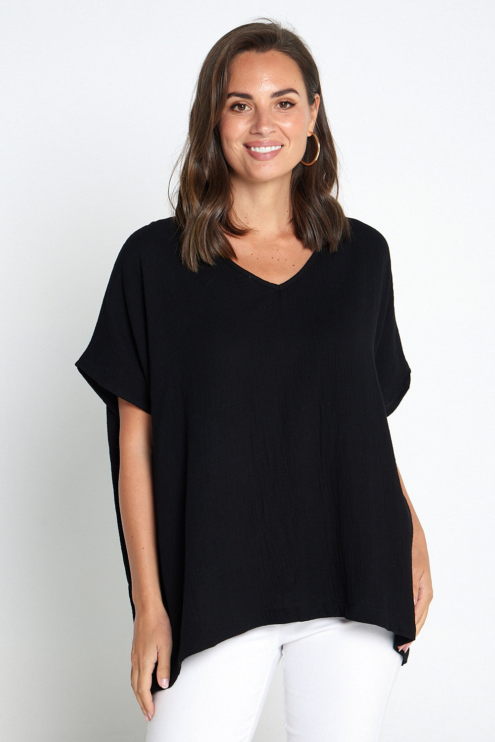 Fiji Cotton Muslin Top - Black