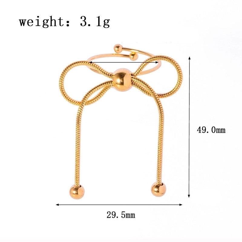 Sweet Bow Knot Titanium Steel Plating Rings