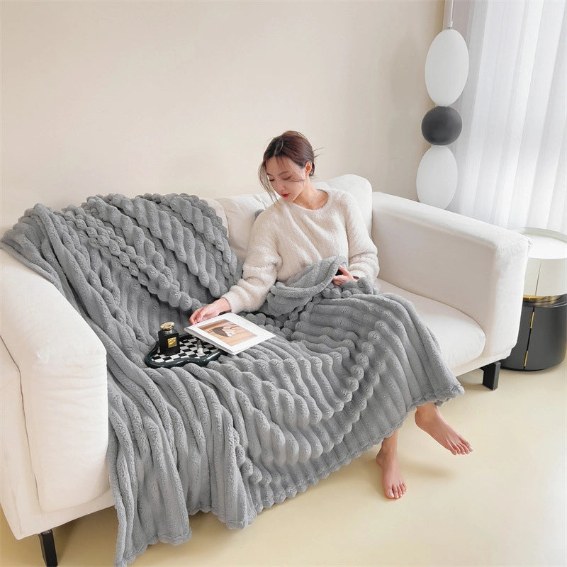 Casual Solid Color Flannel Fabric Blanket Bedding