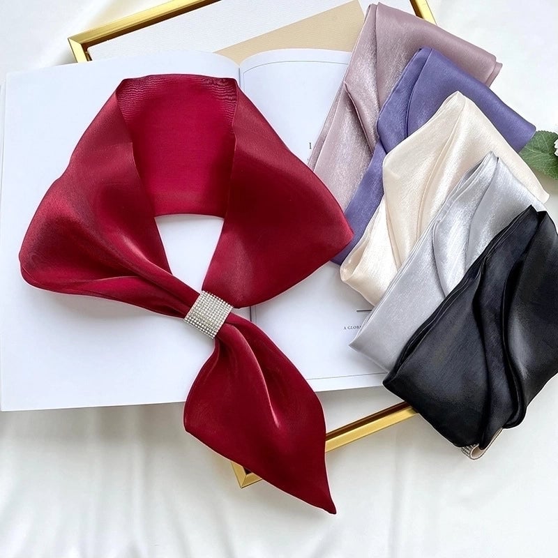 Women's Minimalist Commute Color Block Imitated Silk Silk Scarf