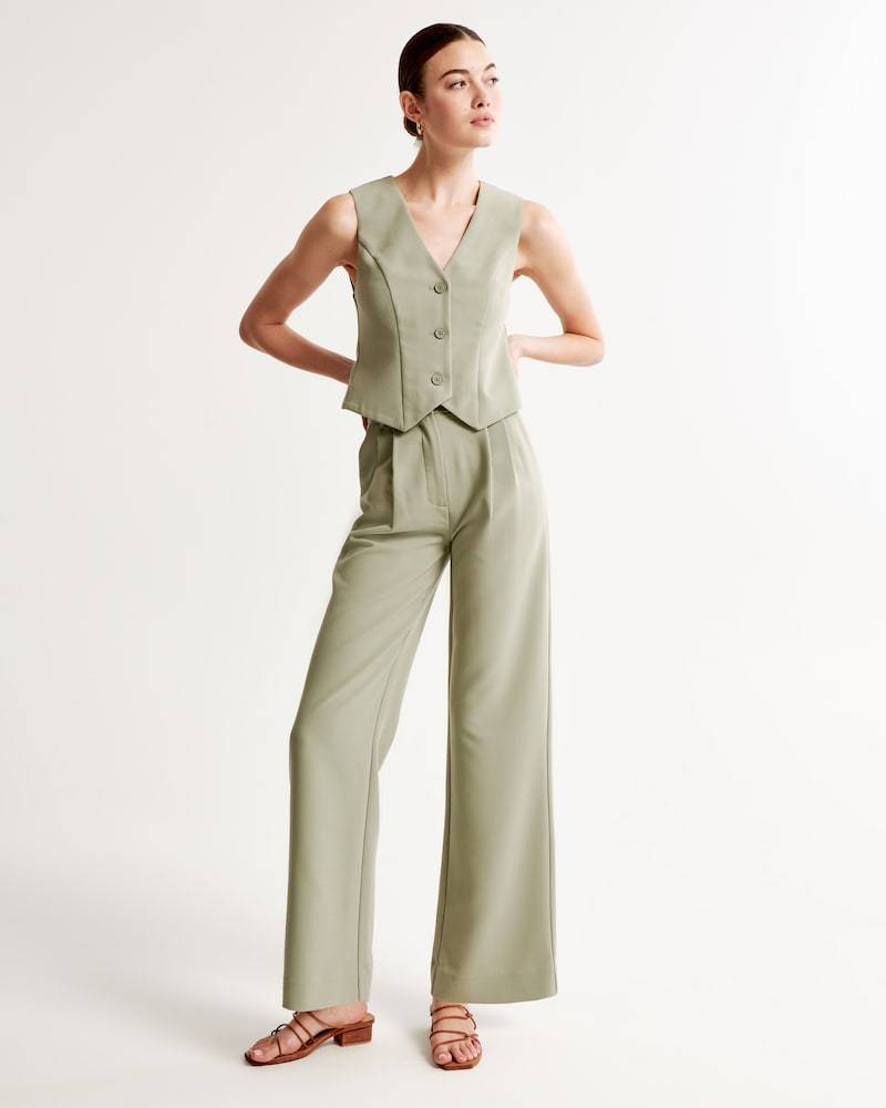 Icy Tailored Crepe Wide-Leg Pants