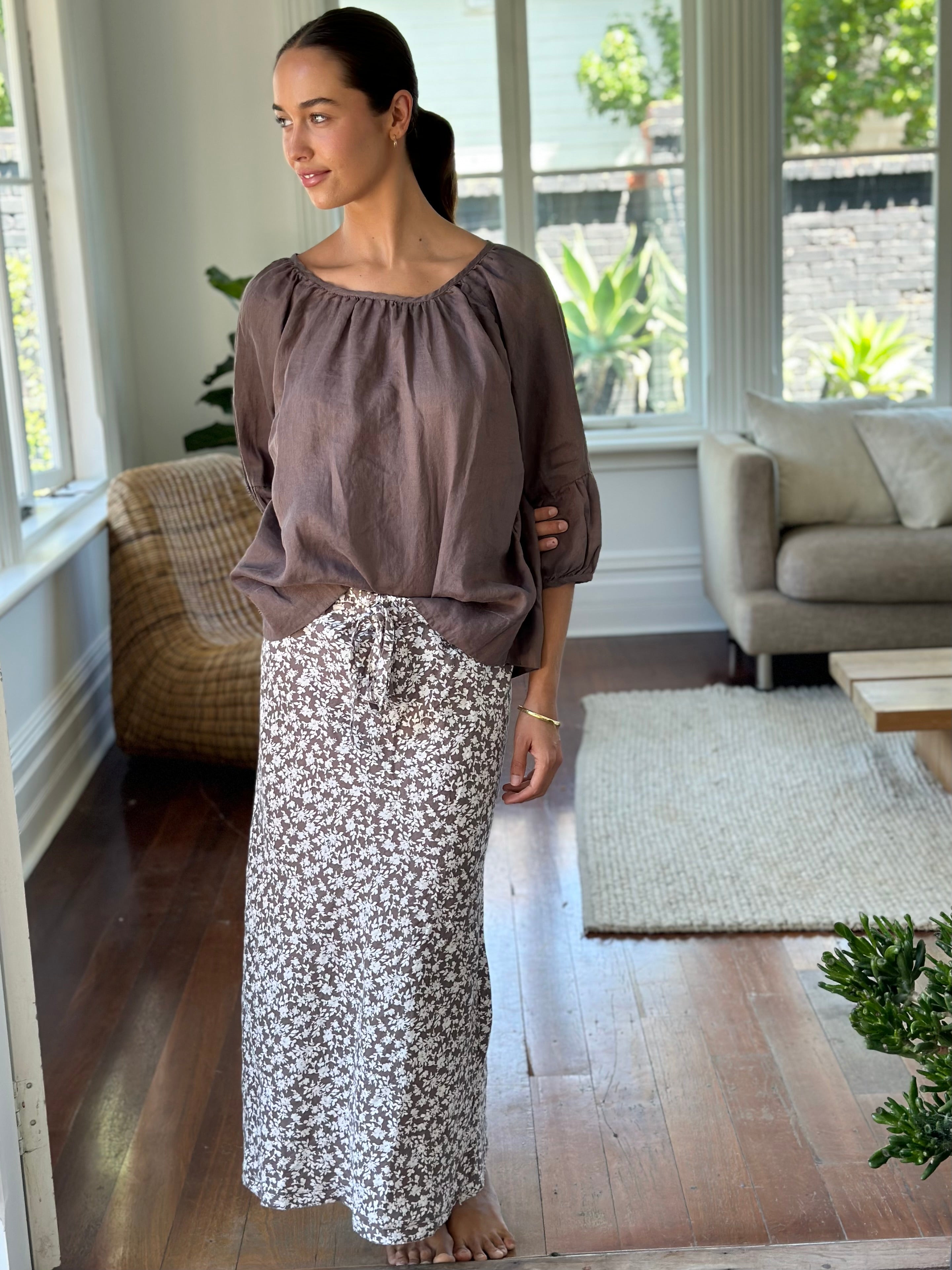 anthea skirt - soil floral linen