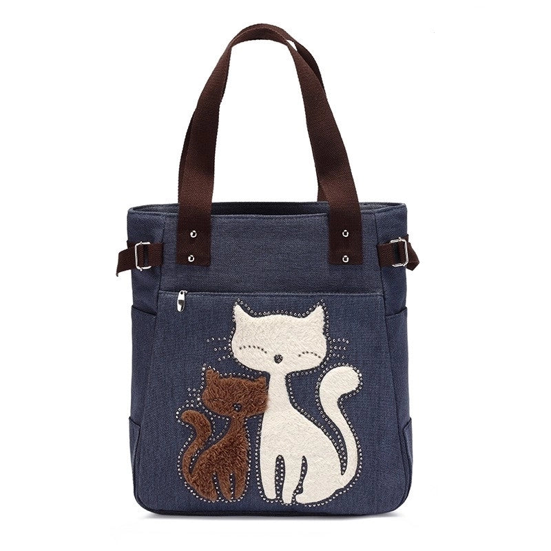 Women's Cute Cat Canvas Shopping Bags