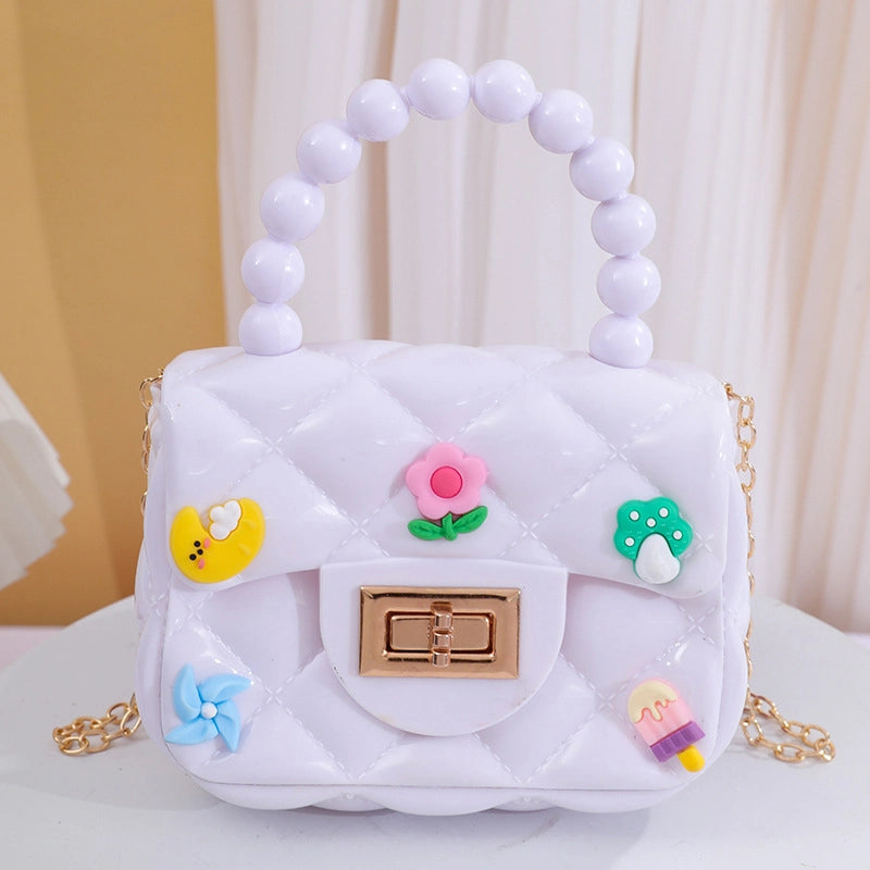 Women's Small PVC Color Block Streetwear Square Lock Clasp Handbag