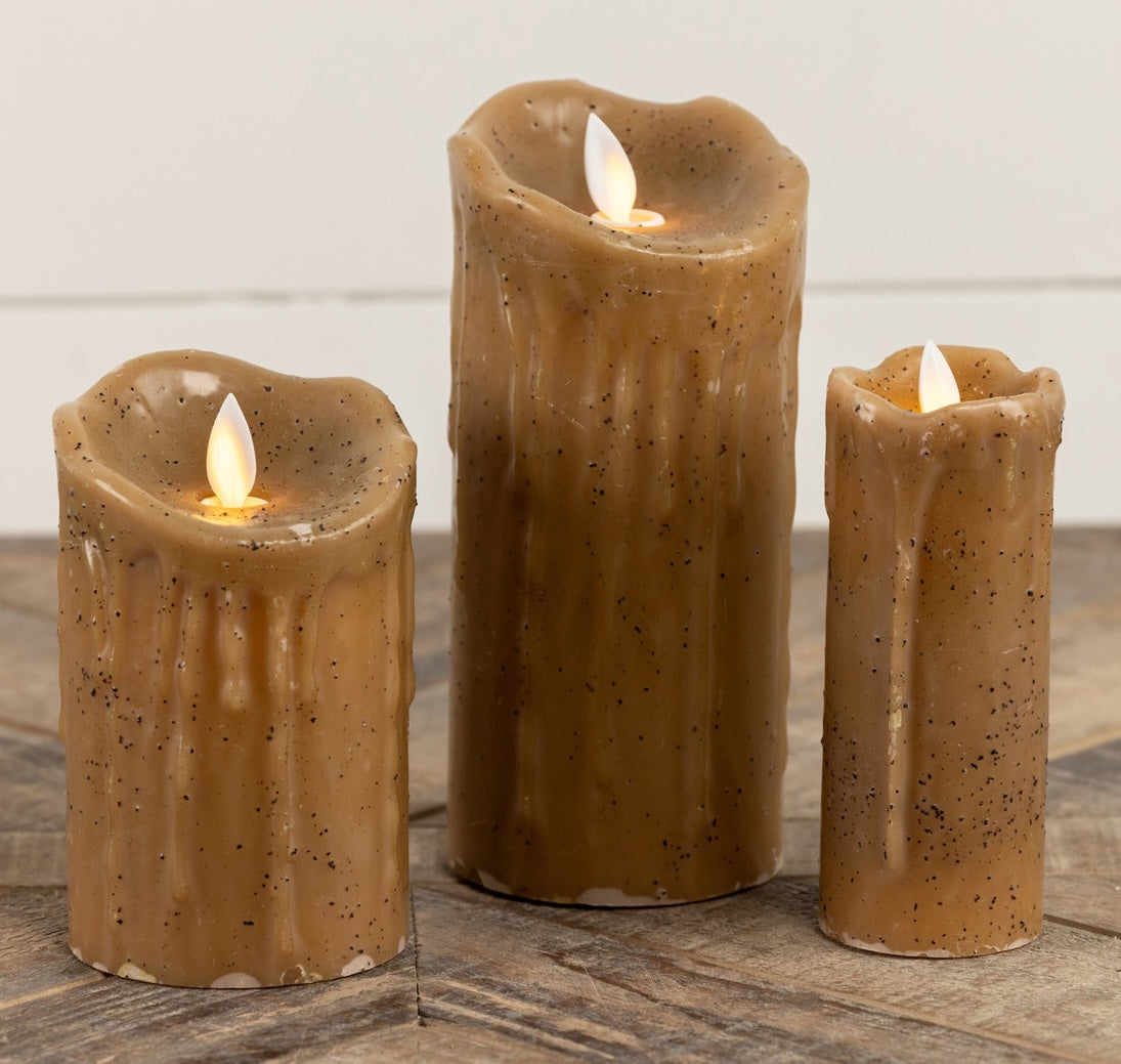 Farmhouse Candle with Flickering Flame. Wheat