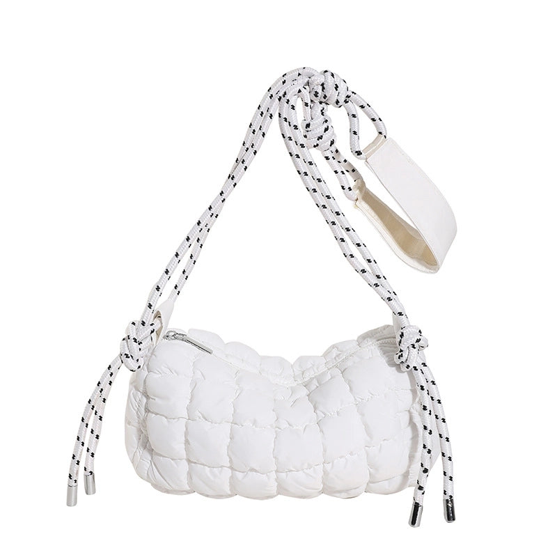 Women's Cotton Plaid Cute Pillow Shape Zipper Cloud Shape Bag