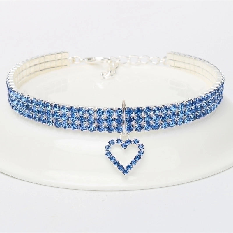 Minimalist Classic Style Metal Solid Color Diamond Pet Collar