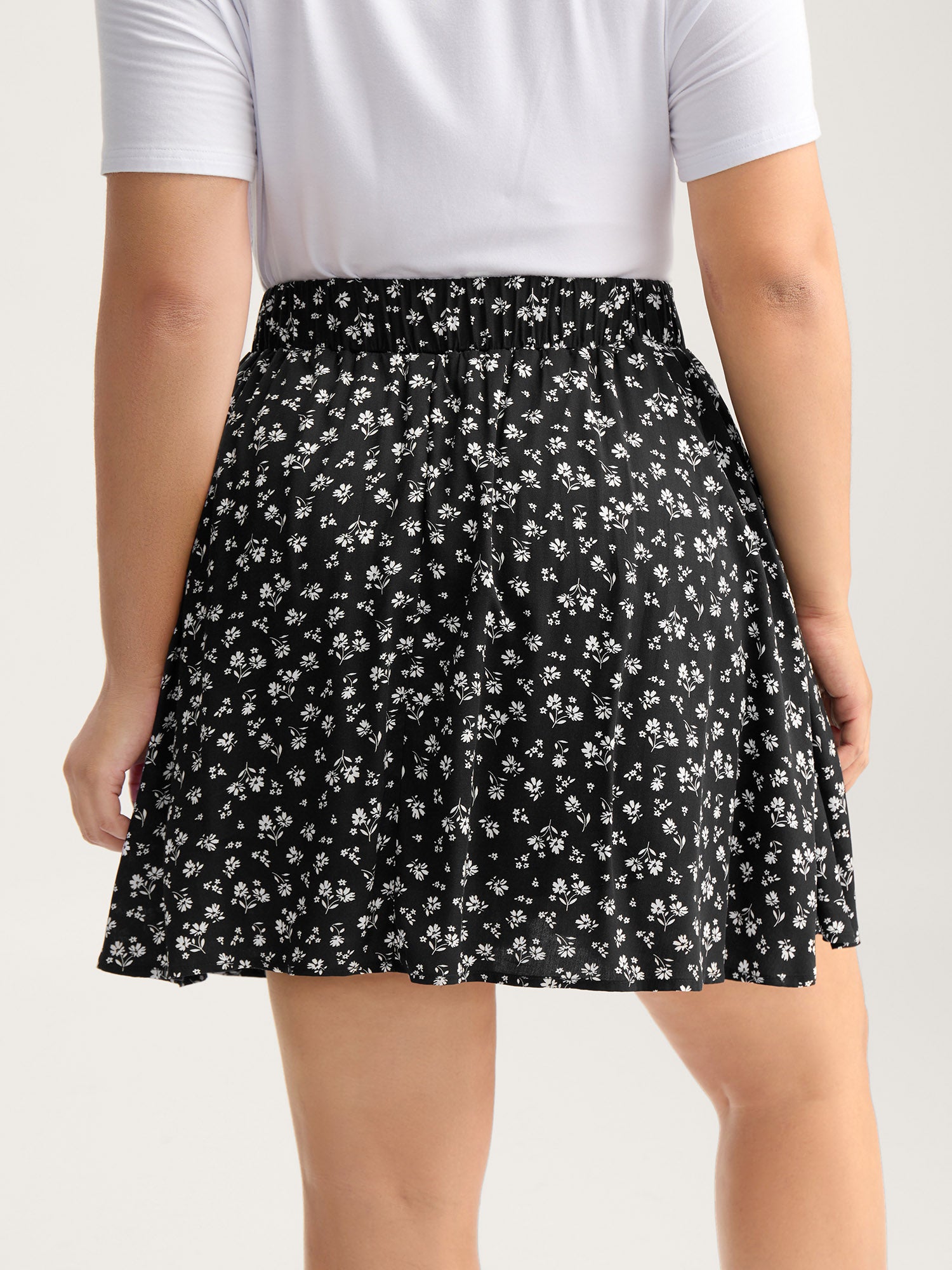 Ditsy Floral Print Stretchy Waist Skirt