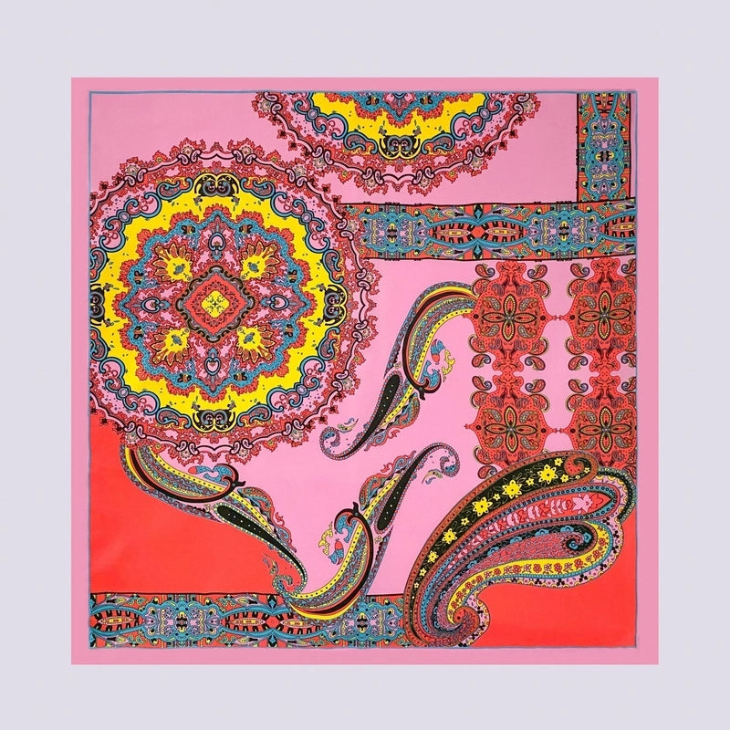 Women's Ethnic Style Flower Satin Printing Silk Scarf