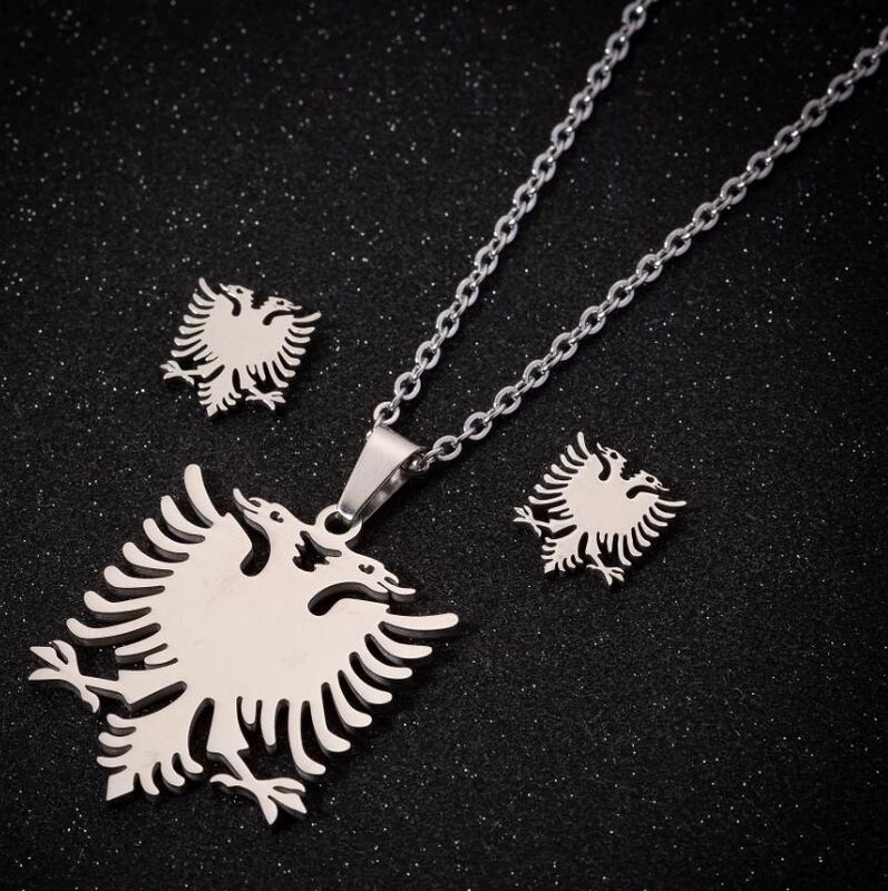 Minimalist Geometric Leaf Heart Shape Stainless Steel Plating Earrings Necklace 1 Set
