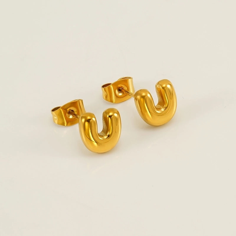 1 Piece Minimalist Classic Style Letter Plating 304 Stainless Steel 18K Gold Plated Ear Studs