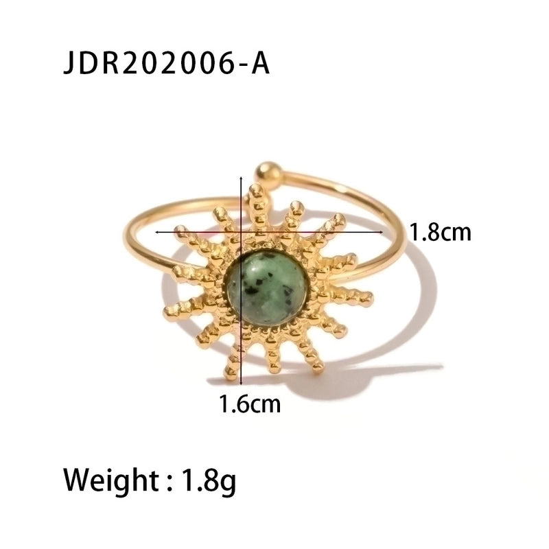 Fashion Geometric 304 Stainless Steel Artificial Gemstones Irregular Rings