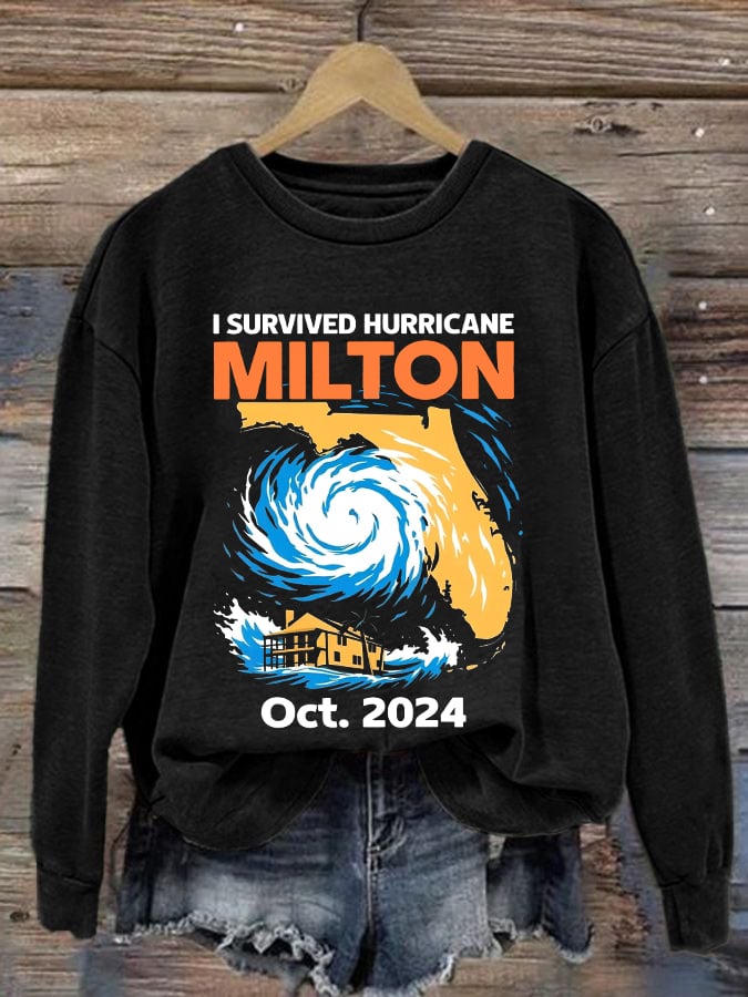 Women's Hurricane Milton I Survived 2024 Printed Sweatshirt