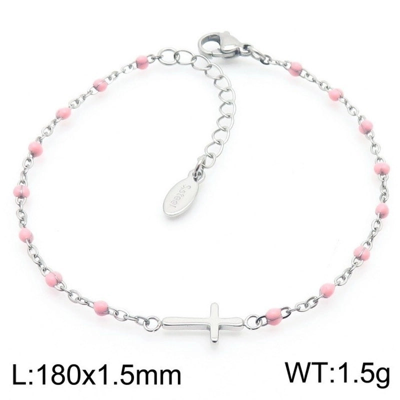 Minimalist Classic Style Cross Titanium Steel 18K Gold Plated Bracelets In Bulk