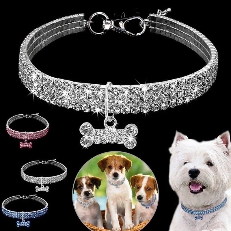 Rhinestone Solid Color Unforgettable Diamond Pet Collar 1 Piece