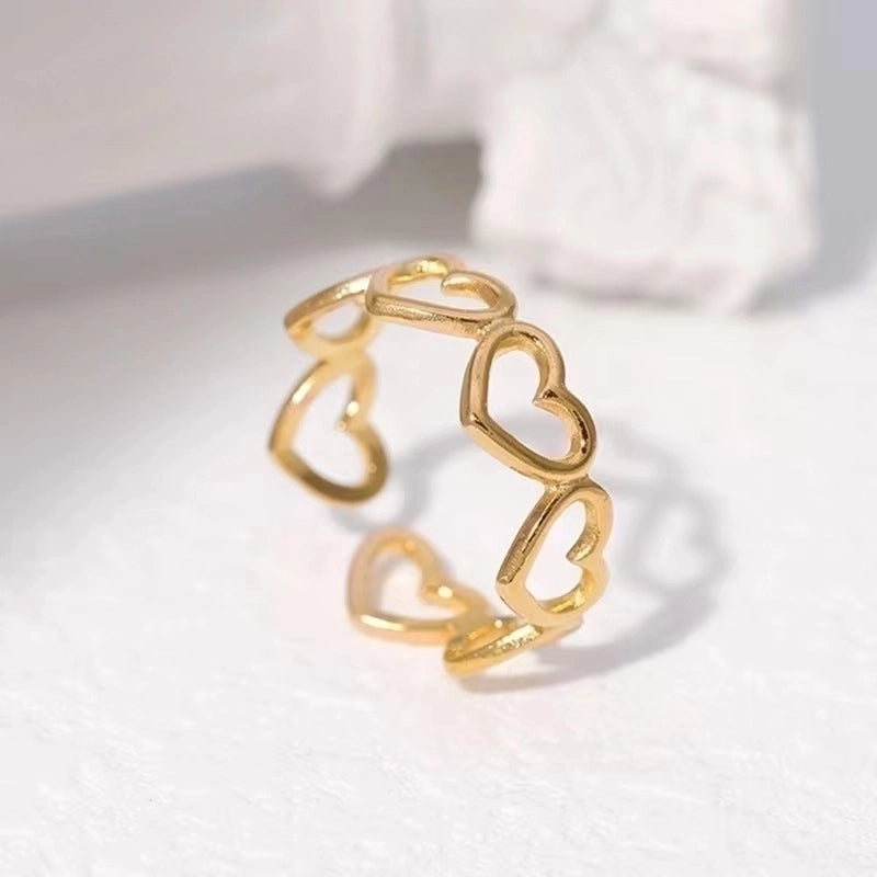 Retro Geometric Stainless Steel Gold Plated Plating Open Rings