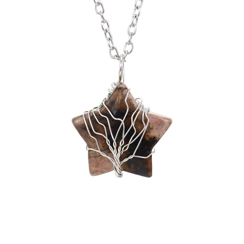 Minimalist Star Natural Stone Ferroalloy Patchwork Pendant Necklace