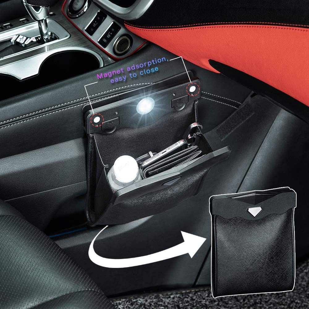 Smart LED Waterproof Car Leather Trash Can