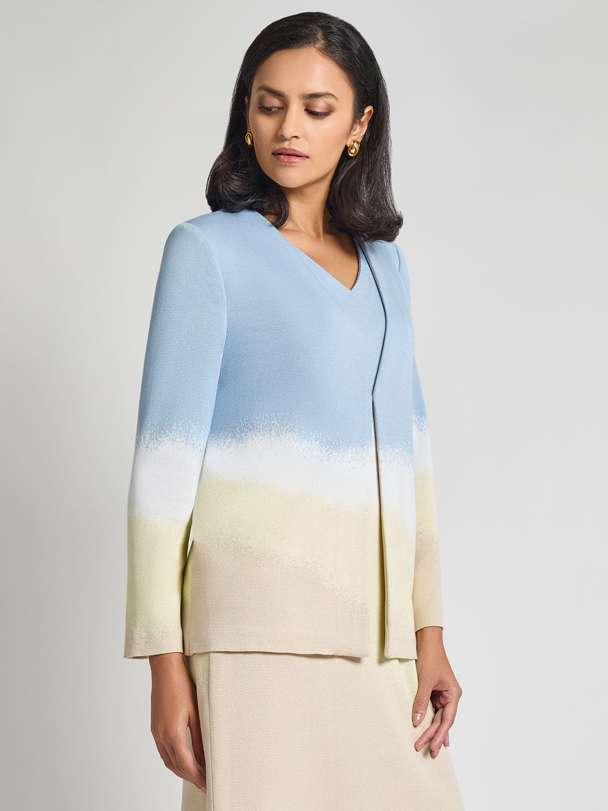 Relaxed Landscape Pattern Soft Knit Jacket - Vanity Fit