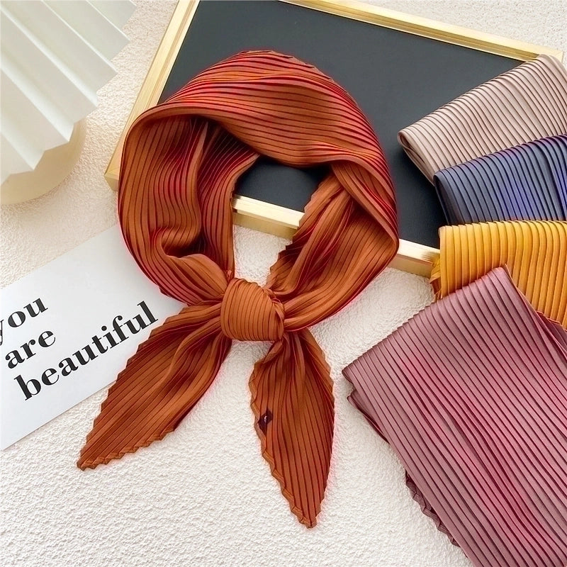 Simple Fold Solid Color Small Square Scarf
