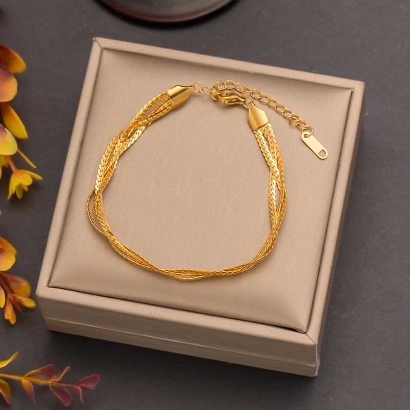 304 Stainless Steel 18K Gold Plated Rose Gold Plated Streetwear Plating Solid Color Layered Necklaces
