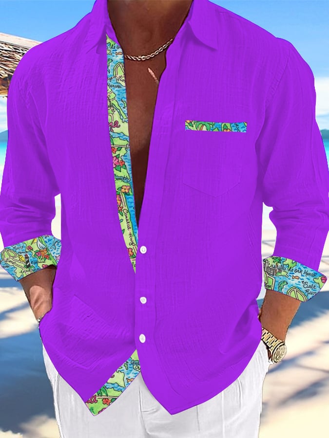 Men's Casual Hawaiian Print Lapel Shirt