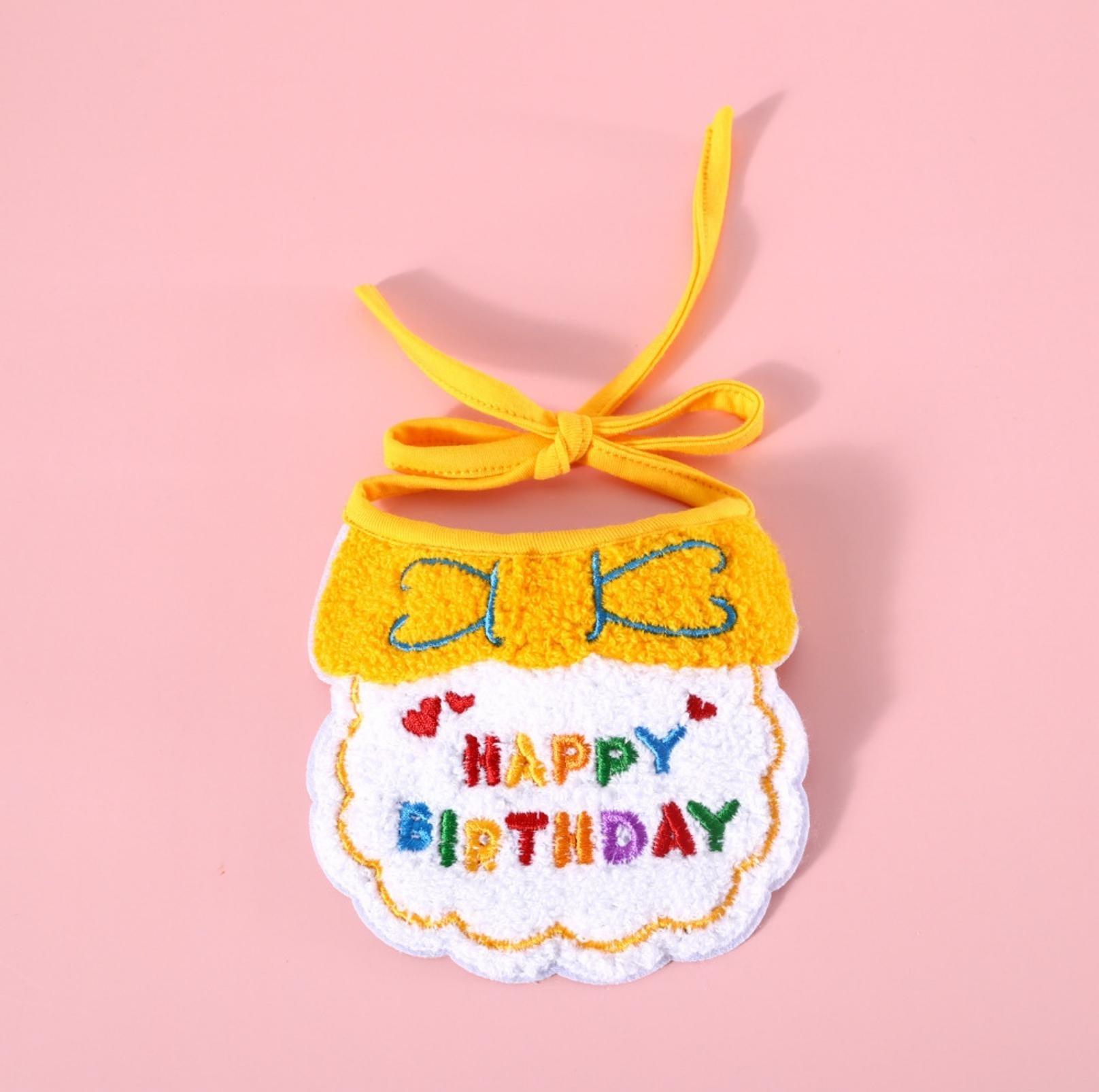 Pet Birthday Ensemble - Embroidered Accessory with Bowtie