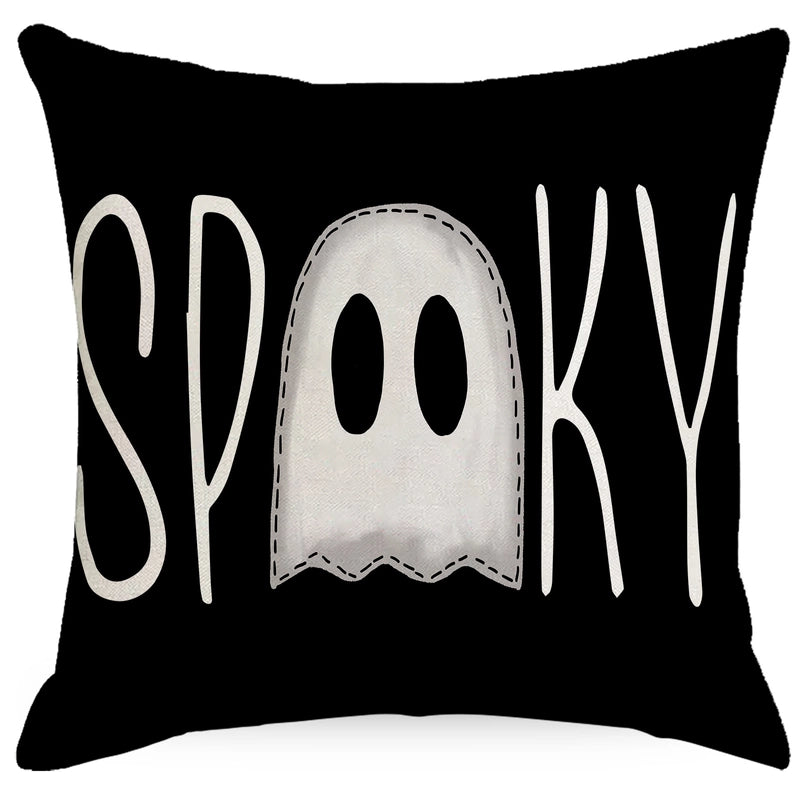 Halloween Minimalist Letter Spider Ghost Linen Pillow Cases Couch & Sofa Decor