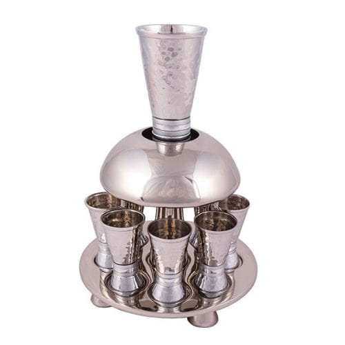 Hammered Kiddush Fountain - Silver Rings