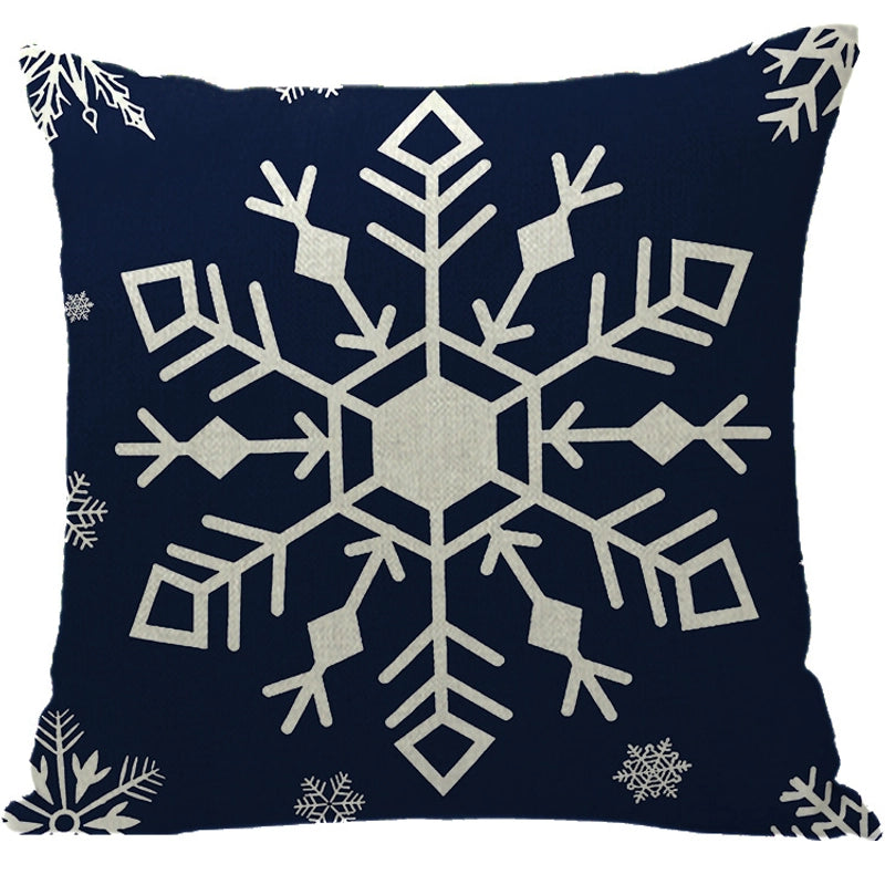 Fashion Letter Snowflake Elk Linen Pillow Cases