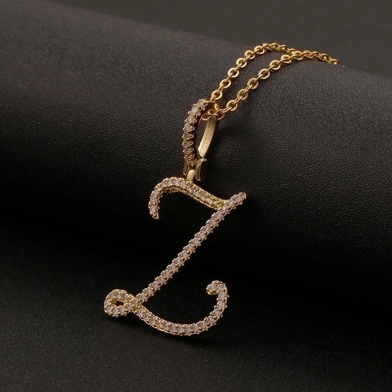 Zircon 26 English Letter Pendant Copper Necklace