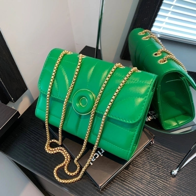 Women's Pu Leather Solid Color Elegant Square Magnetic Buckle Shoulder Bag Crossbody Bag