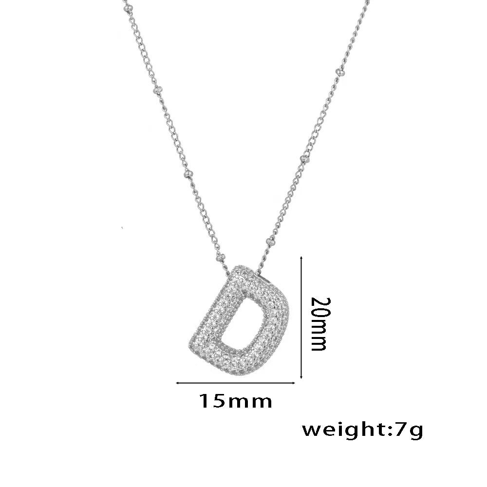 New Micro-Inlaid Zircon 26 Letter Pendant Necklace Copper Plated 18K Gold Fashionable And Classic