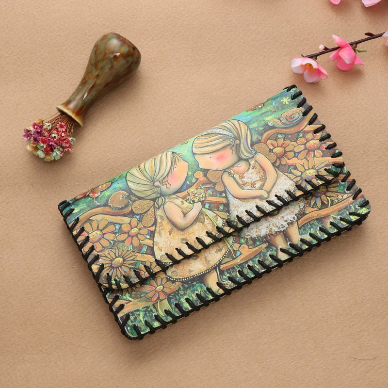 Women's Pu Leather Printing Animal Vintage Style Square Magnetic Buckle Phone Wallets