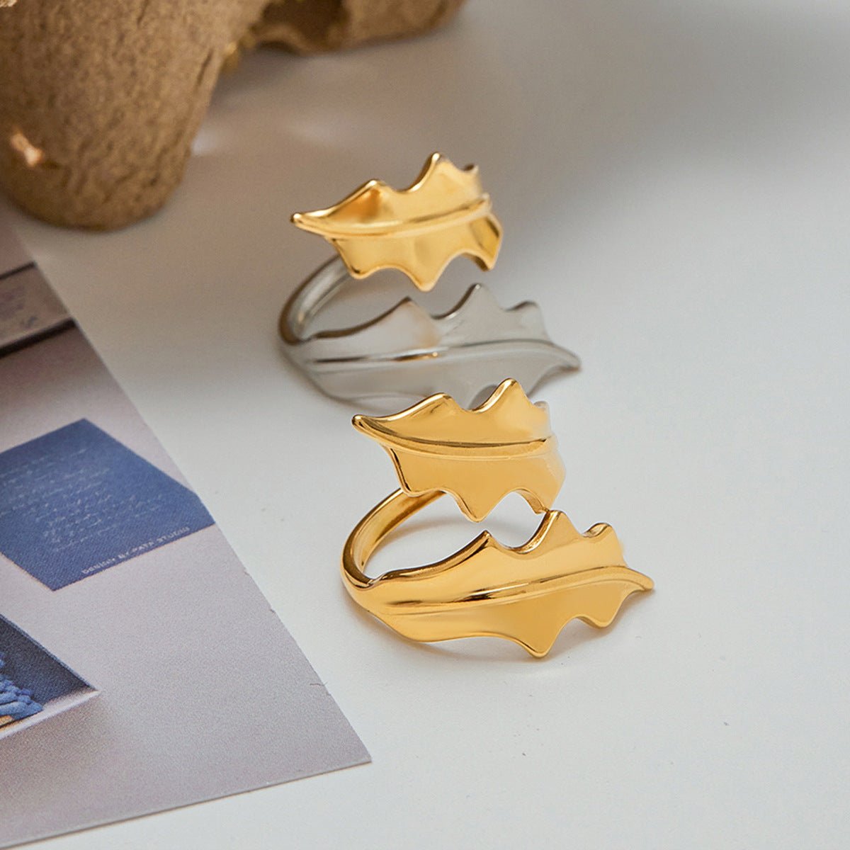 Leaf Ring Titanium Steel Jewelry Hot-Selling Stainless Steel Rings