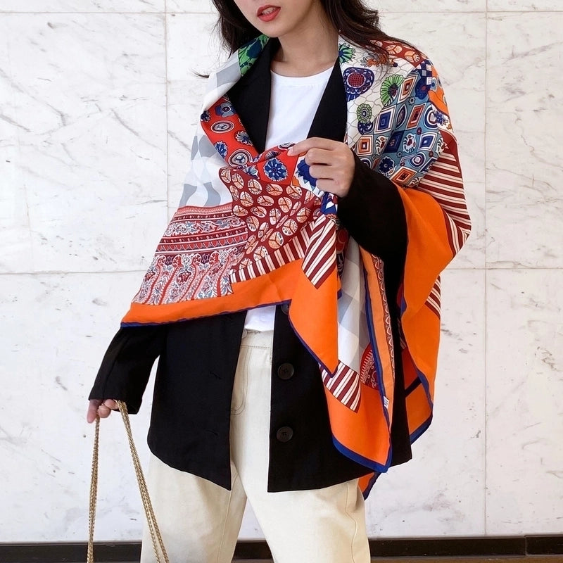 Women's Elegant Minimalist Plant Polyester Silk Scarf