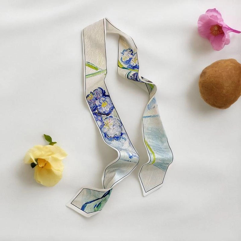 Women's Fairy Style Sweet Flower Satin Silk Scarf