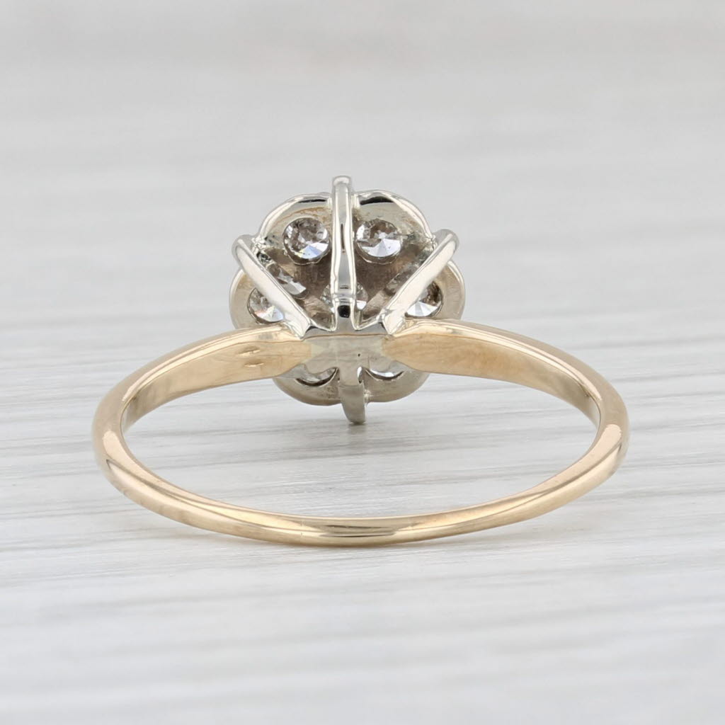 0.45ctw Diamond Cluster Engagement Ring 10k Gold Vintage Size 7