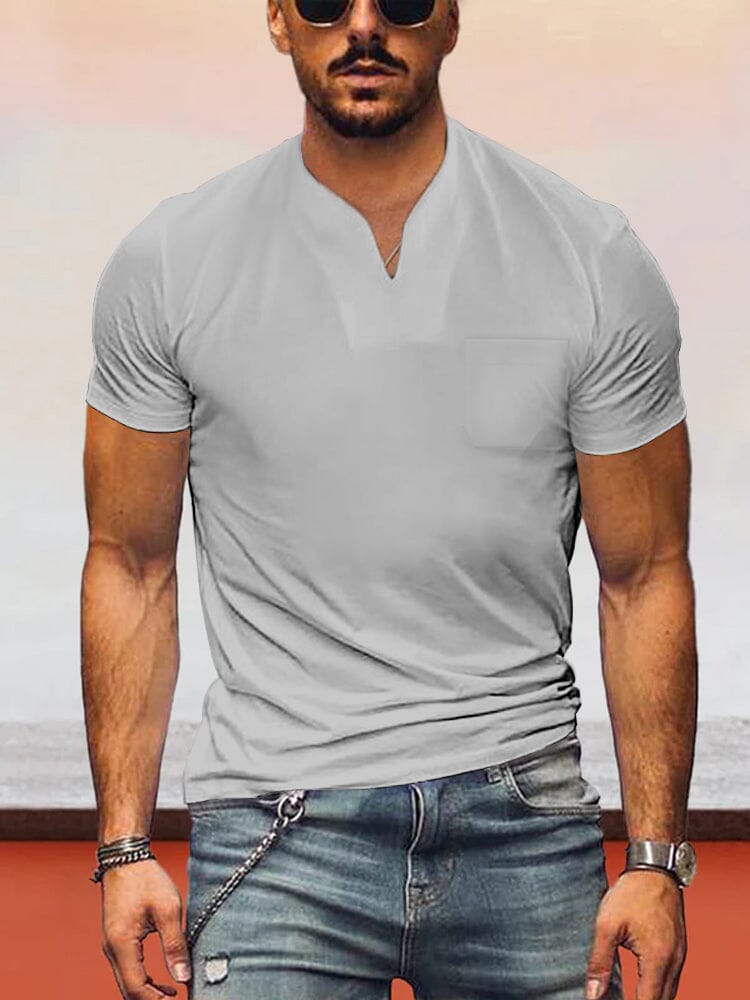 Loose Fit V-neck Short Sleeves T-shirt