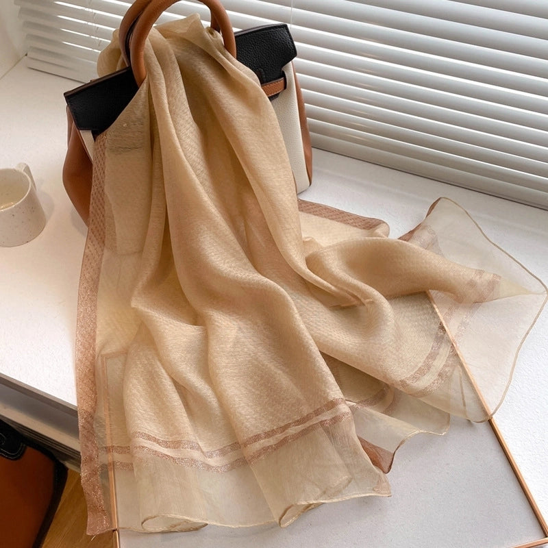 Women's Minimalist Solid Color Silk Fleece Silk Scarf