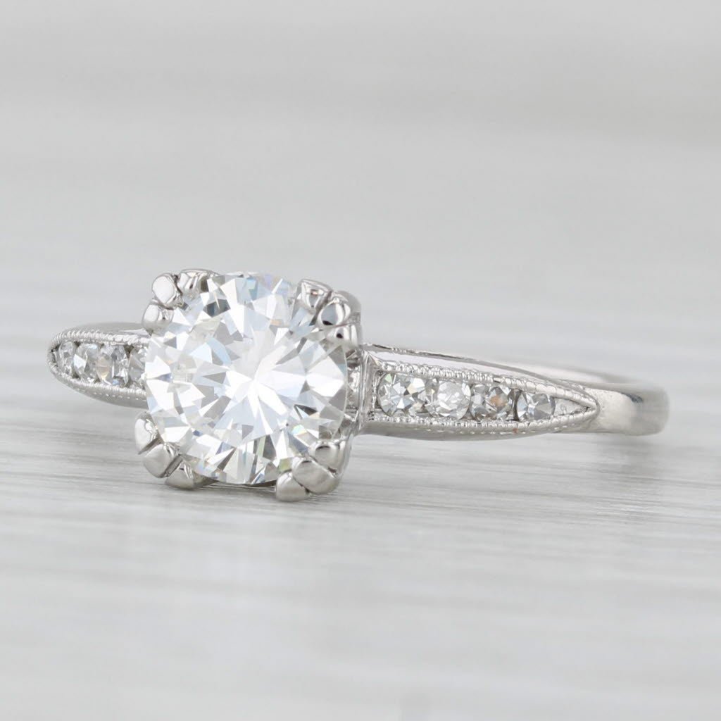 Vintage 1.21ctw Round Diamond Engagement Ring Platinum Size 7 GIA VS1 H
