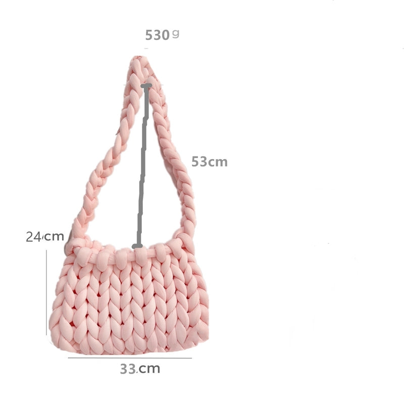 New Thick Ice Island Thread Woven Bag Diy Hand-woven Bag Filling Core Yarn Shoulder Bag