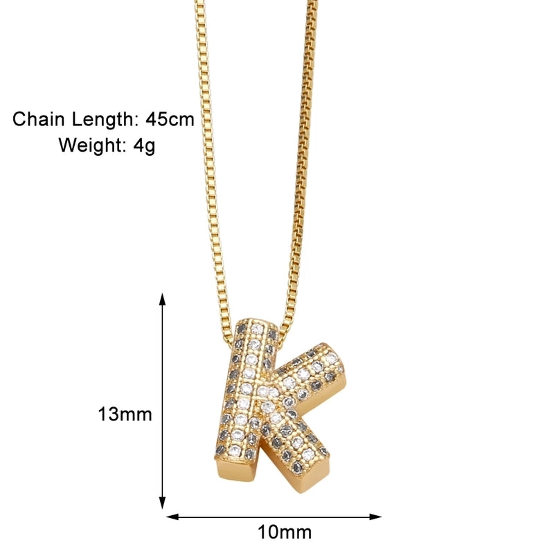 Copper 18K Gold Plated Modern Style Minimalist Plating Inlay Letter Zircon Pendant Necklace