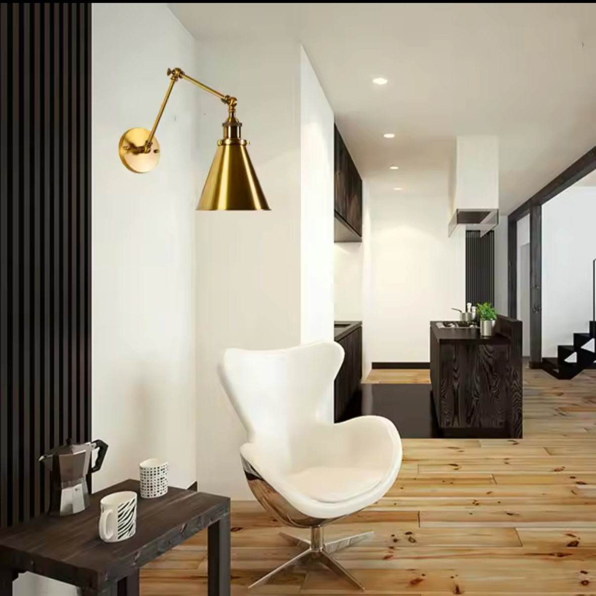 Elegant Brass Wall Sconce with Adjustable Arm