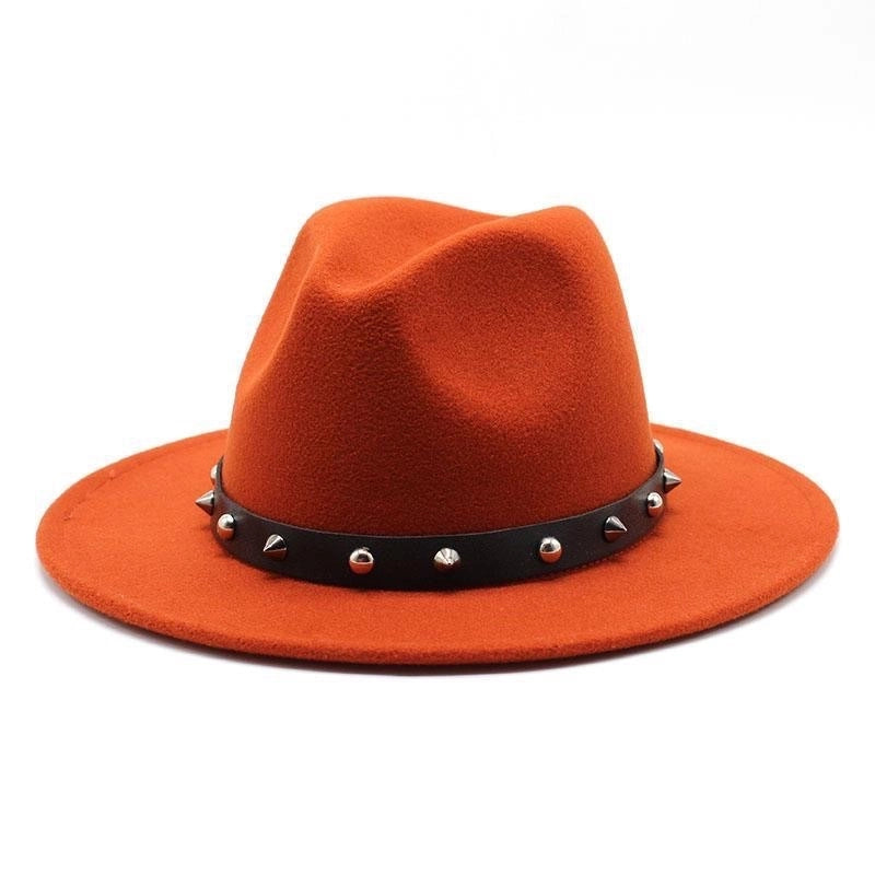 New Decorative Big Brim Jazz Hat  Personalized Top Hat Autumn And Winter Woolen Hat Western Cowboy Hat