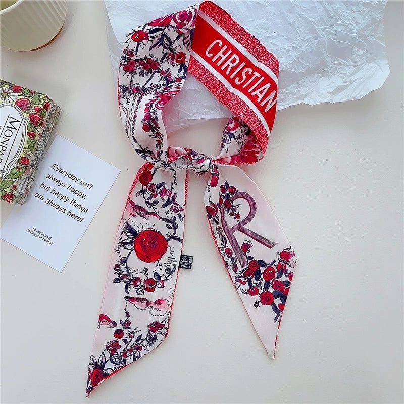 Women's Lady Flower Satin Printing Silk Scarf